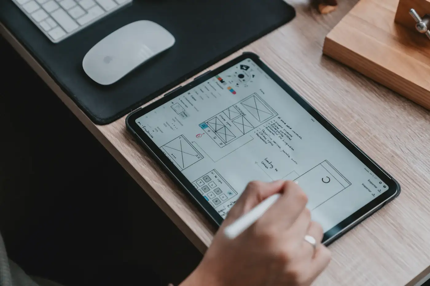 Designer sketching a wireframe